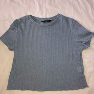 Shein blue ribbed crop top
